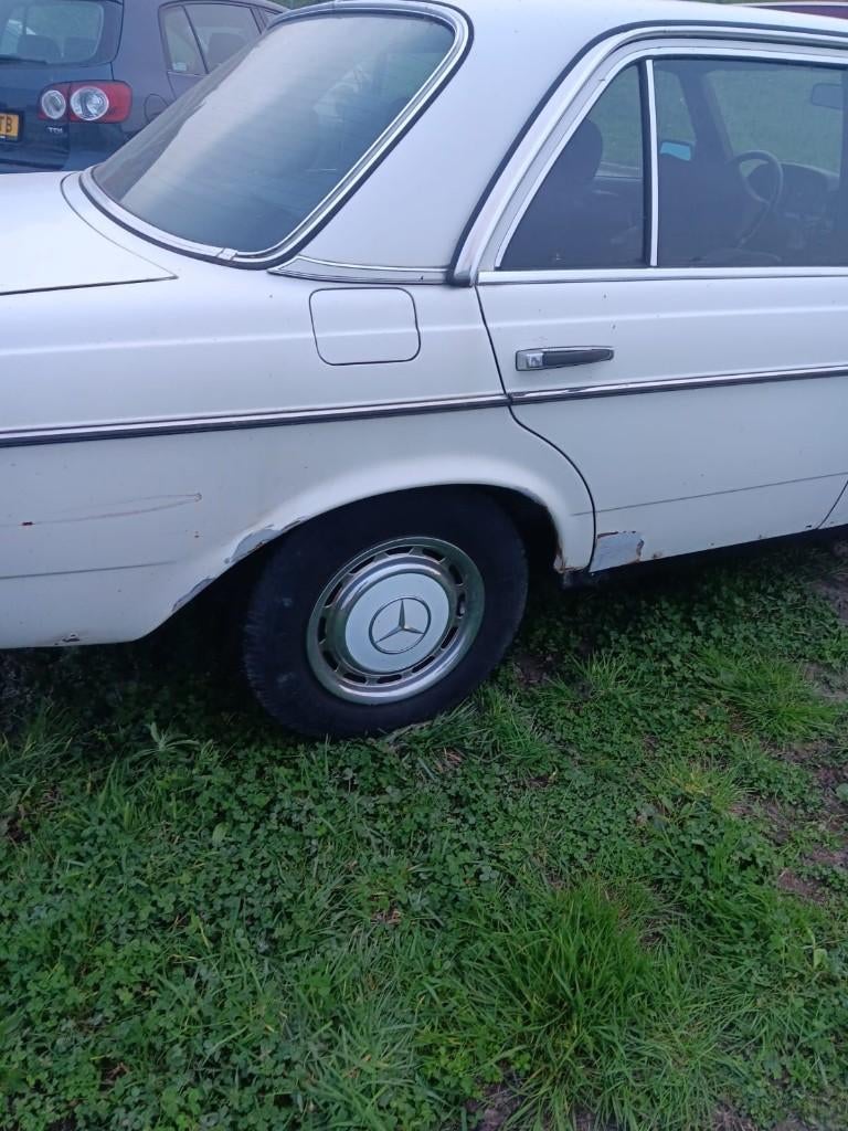 Mercedes-Benz 200-Serie 2.4 240 D 1981 Wit, Auto's, Zwart, 4 cilinders, Leder en Stof, Wit