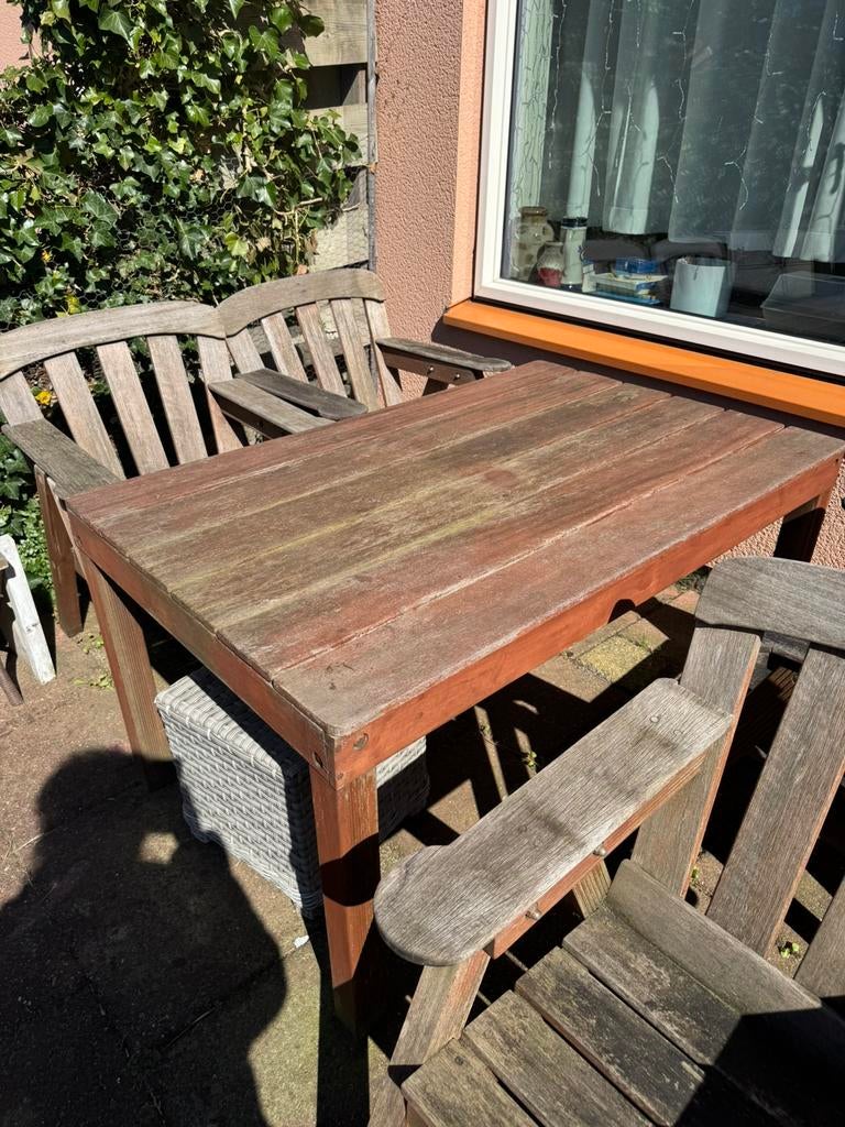 Hardhouten Tuinset, Tuin en Terras, Ophalen, Zo goed als nieuw, Rechthoekig, Hout