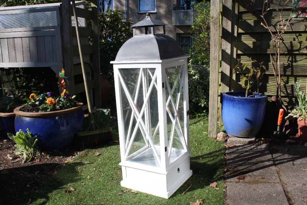 Groot Windlicht 90 cm Hoog, Ophalen, Wit, Zo goed als nieuw, 75 cm of meer