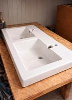 Dubbele witte wasbak, Ophalen, 100 tot 150 cm, Nieuw, Minder dan 100 cm