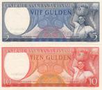 Suriname - set 5 en 10 gulden 1 SEPT 1963 UNC -P120b,121b, Postzegels en Munten, Bankbiljetten | Nederland, Verzenden, 5 gulden