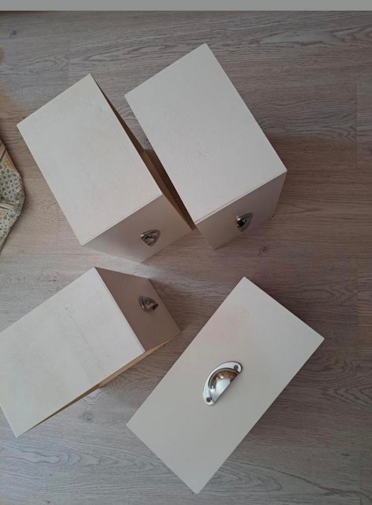 4 baby letters houten lades met schelpgreep,landelijk, Ophalen of Verzenden, Versiering, Geboorte of Huwelijk