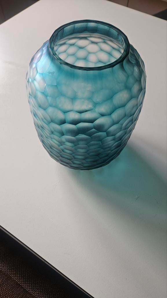 Guaxs Bombola M Vaas Clear Petrol - 25cm Hoog, Zwaar Glas, Ophalen, Blauw, Nieuw, Glas