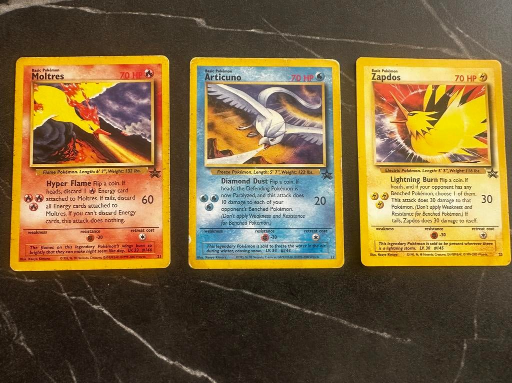 Legendary Birds [Promo]: Moltres #21 Articuno #22 Zapdos #23, Ophalen of Verzenden, Gebruikt, Meerdere kaarten