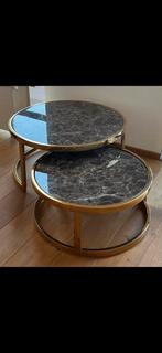 Salontafel set van twee ronde tafels, Huis en Inrichting, Tafels | Salontafels, Ophalen, Gebruikt, 50 tot 75 cm, Rond