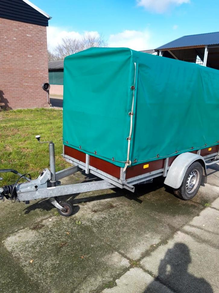 Aanhangwagen Solide enkelasser met huif/ tandemasser, Auto diversen, Aanhangers en Bagagewagens, Gebruikt, Ophalen