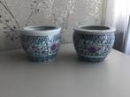 2 mooie Chinese bloempotten, Rond, Ophalen of Verzenden, Zo goed als nieuw, Aardewerk