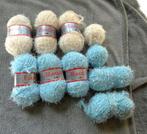 6 Bolletjes 3 blauw & 3 creme Bobtail garen + wat meer, Verzenden, Zo goed als nieuw, Breien, Wol of Garen