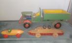 Oud houten speelgoed Truck racewagen en schip 1930, Antiek en Kunst, Antiek | Speelgoed, Ophalen of Verzenden