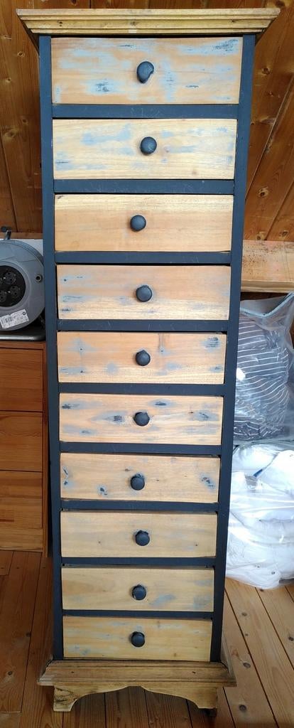 Massief houten ladekast, 10 lades, Huis en Inrichting, Kasten | Ladekasten, Ophalen, Minder dan 50 cm, Gebruikt, 5 laden of meer