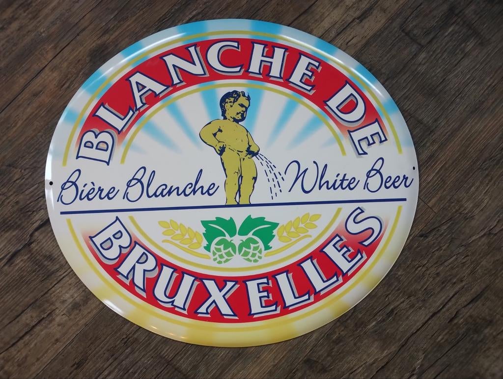 Blanche De Bruxelles bier reclamebord, Ophalen of Verzenden, Zo goed als nieuw, Reclamebord, Plaat of Schild, Overige merken
