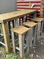 Houten bartafel met 6 krukken - Nette staat, Ophalen, Zo goed als nieuw
