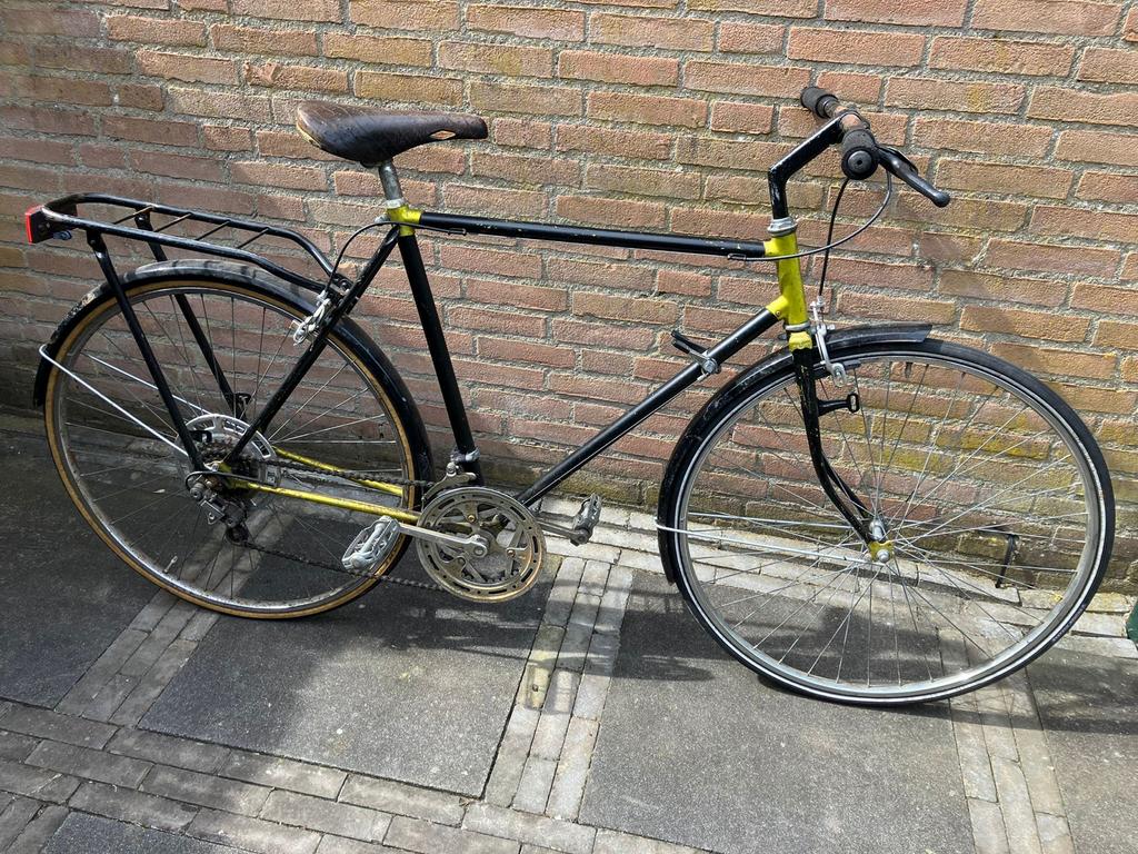 Kalkhoff herenfiets zwart met groen, Gebruikt, Velgrem, Versnellingen, 57 tot 61 cm