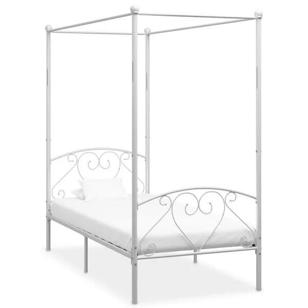 Wit hemelbed, 90 cm, Eenpersoons, Wit, Ophalen of Verzenden