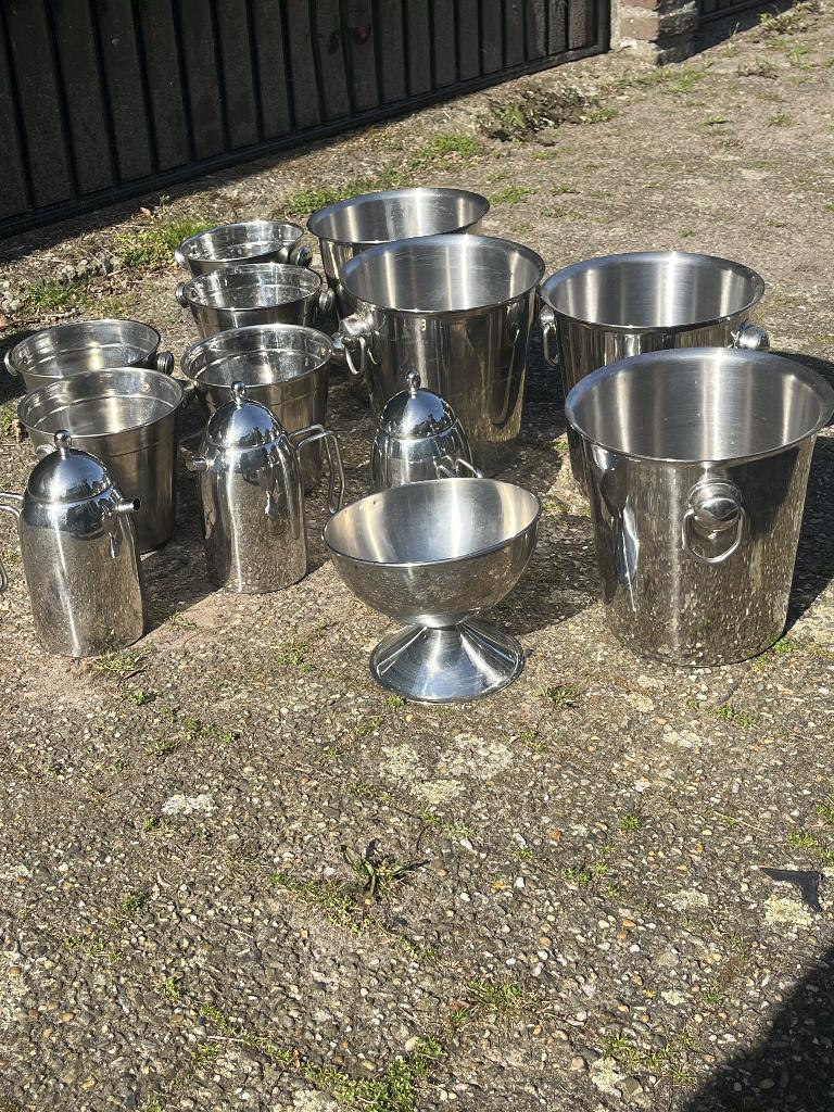 Grote set RVS champagnekoelers / wijnkoelers /thermoskannen, Ophalen of Verzenden, Zo goed als nieuw, Grijs, Minder dan 100 cm