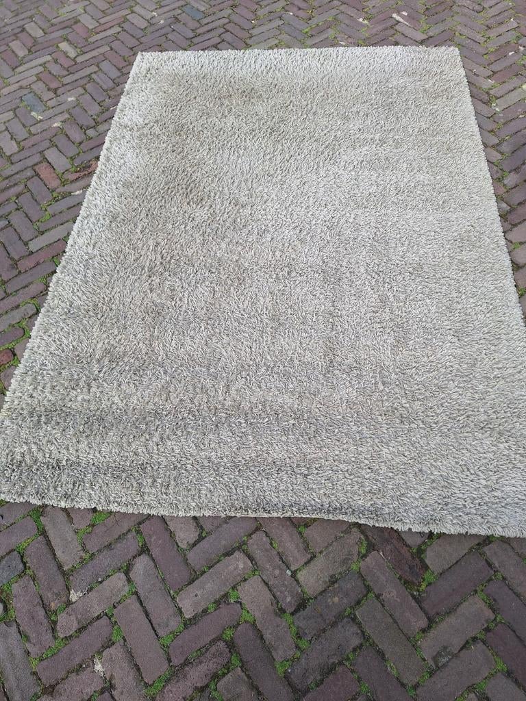 Vloerkleed 160x230 cm - Grijs/Beige, Gebruikt, Shaggy, hoogpolig, Grijs, 150 tot 200 cm