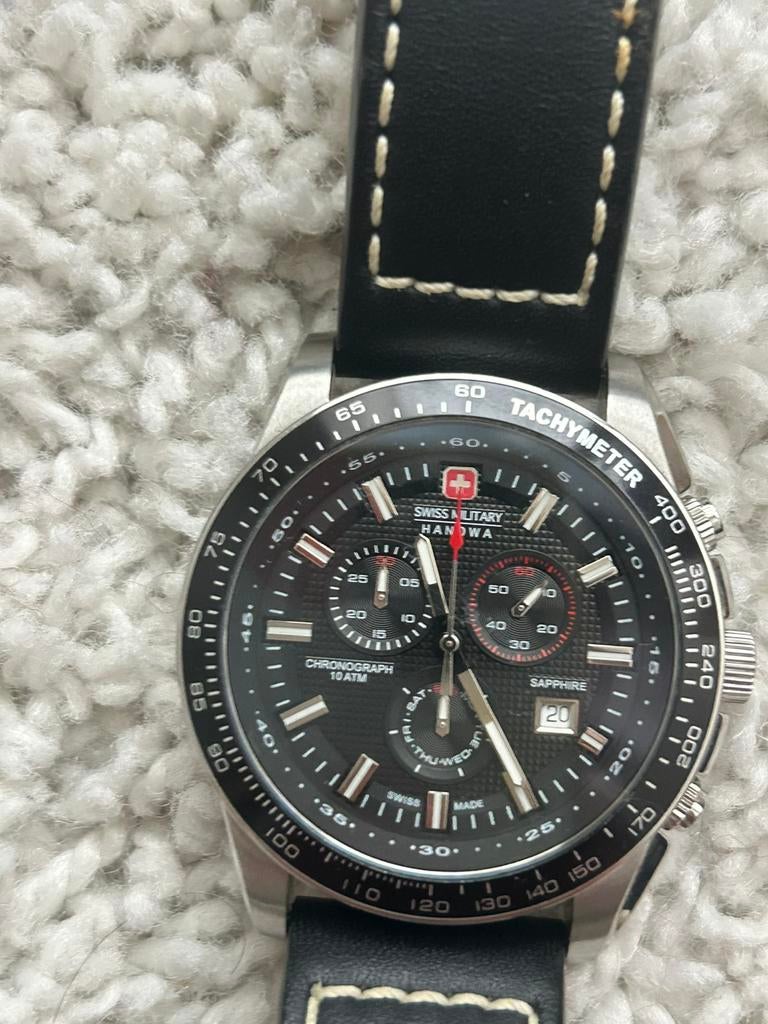 Swiss Military Hanowa -  Crusader Chronigraph, Sieraden, Tassen en Uiterlijk, Horloges | Heren, Overige merken, Leer, Staal, Polshorloge