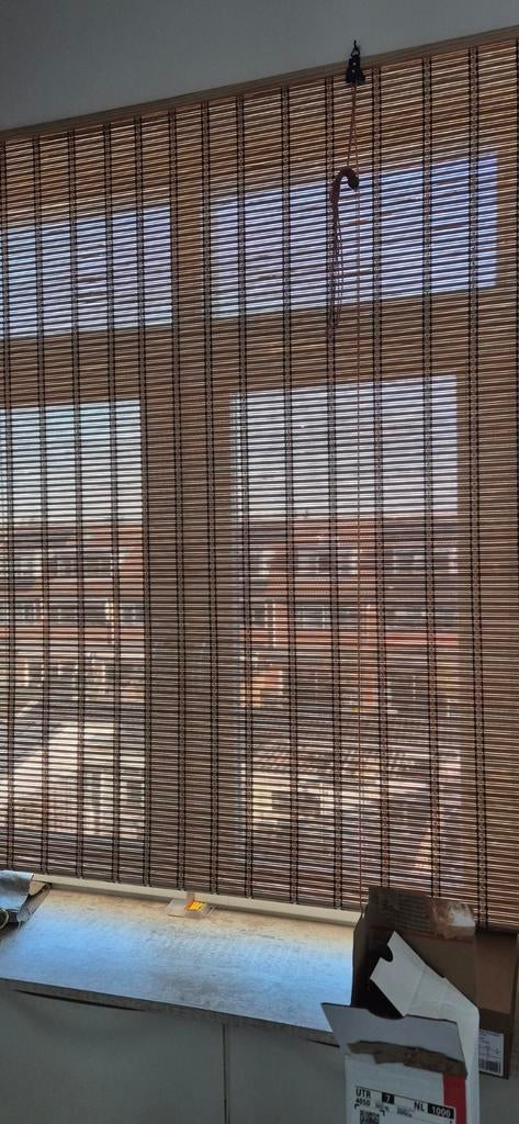 Bamboe rolgordijn 135x160 cm met ophanghaakjes, Ophalen, Gebruikt, 100 tot 150 cm, Bruin