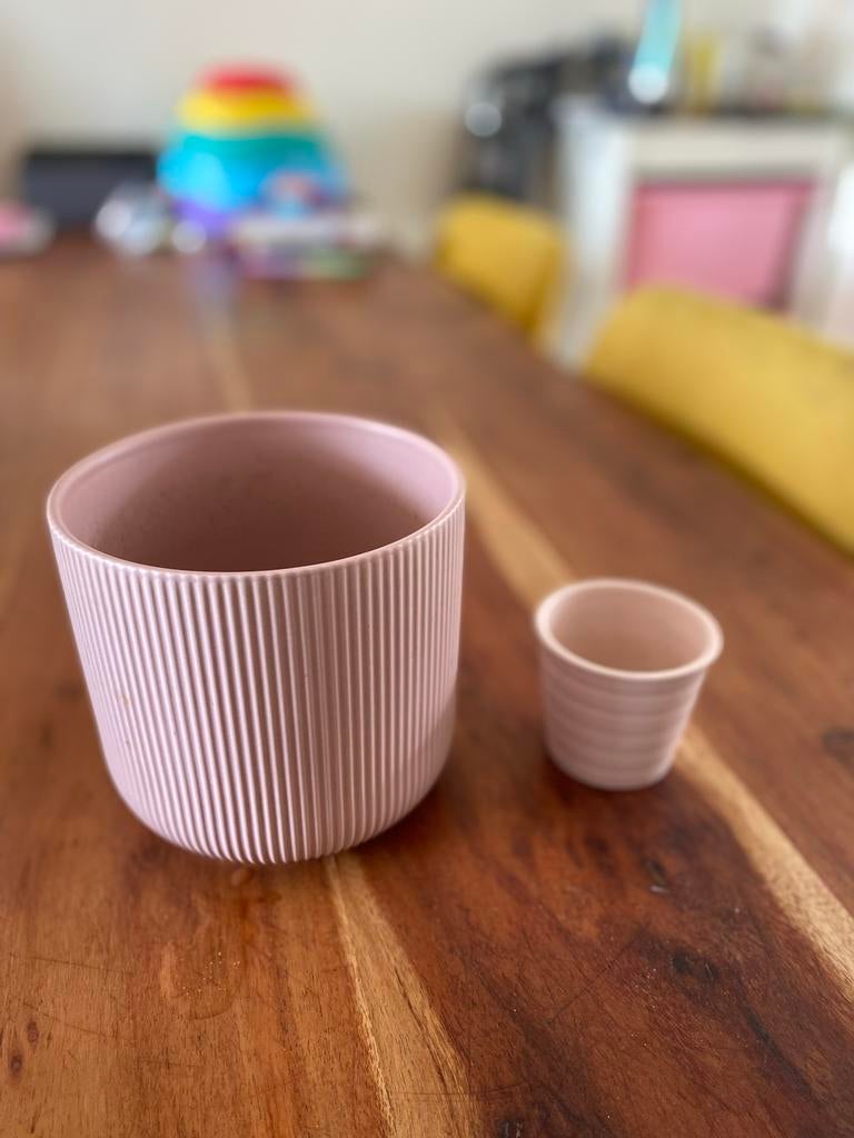 IKEA Plantenpot en stekjespotje - Lichtroze set, Tuin en Terras, Bloempotten, Ophalen, Gebruikt, Rond, Binnen