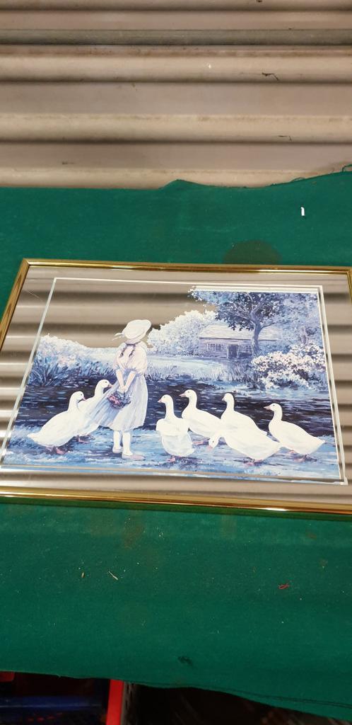 spiegel schilderij ,meisje met ganzen, Ophalen of Verzenden, 'T Olde Gre-j, Info@toldegrej.nl, Endepoelstraat 20f Didam