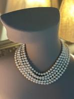Halssnoer - Parelcollier 5 strengen, Ophalen of Verzenden, Gebruikt, Wit, Overige materialen