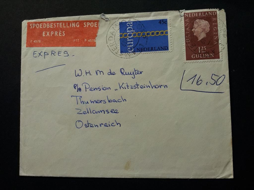 Nederland envelop Expres met strafport spoedbestelling gest., Postzegels en Munten, Brieven en Enveloppen | Nederland, Ophalen of Verzenden