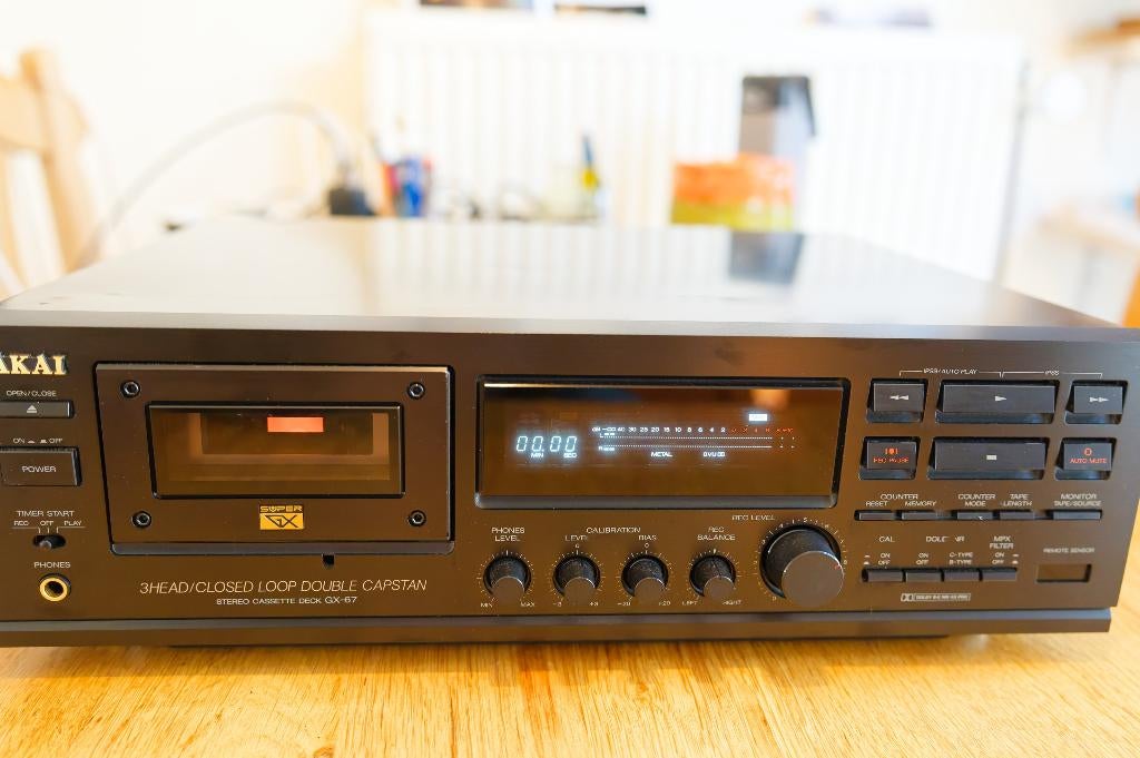 akai gx-67  top near mint cassettedeck 3-koppen geserviced, Ophalen of Verzenden, Enkel, Akai, Tiptoetsen
