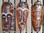 Set van 3 handgesneden Afrikaanse houten maskers, Overige onderwerpen, Houtsnijwerk, Ophalen of Verzenden, 20 - 50 cm