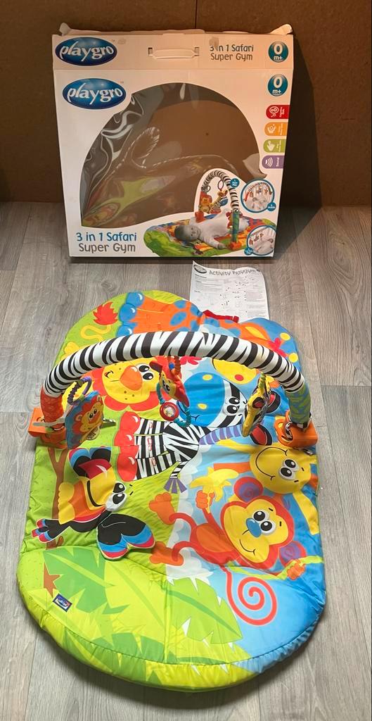 Playgro 3-in-1 Safari Super Gym Speelkleed, Kinderen en Baby's, Speelgoed | Babyspeelgoed, Zo goed als nieuw, Speelkleed, Ophalen of Verzenden