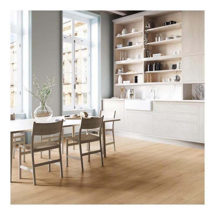 Invictus 160m2 extra lange brede pvc stroken, Huis en Inrichting, Stoffering | Vloerbedekking, Nieuw, Vinyl, Beige, 75 m² of meer