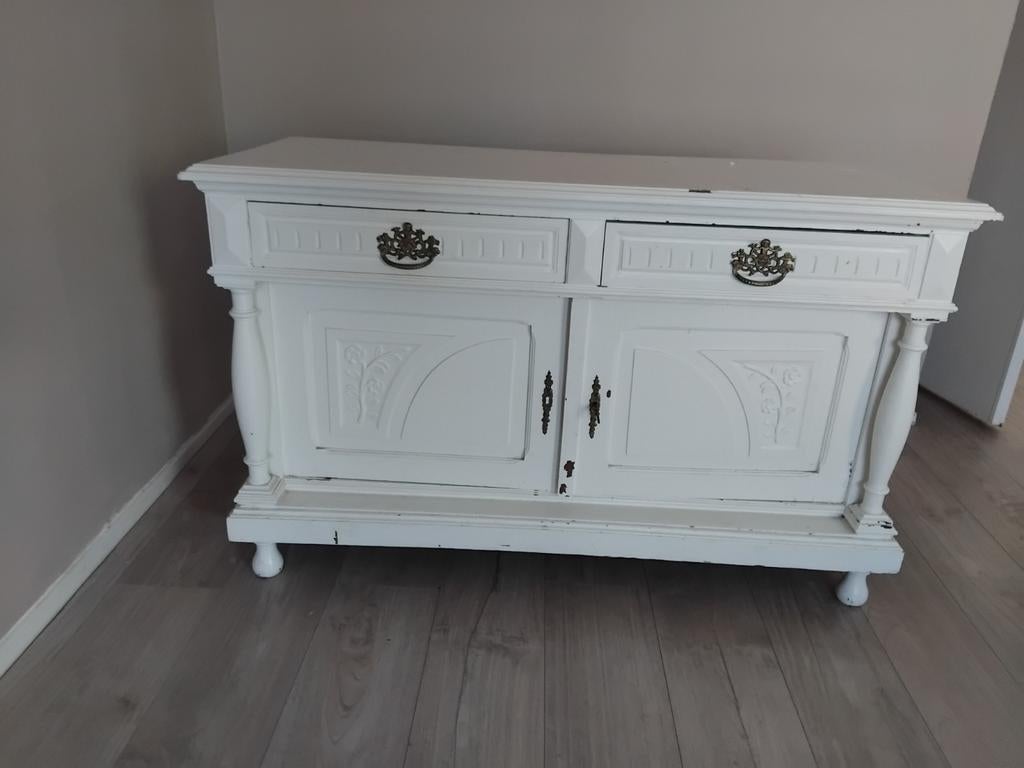 Brocante antieke kast wit - opknapper, Antiek en Kunst, Ophalen
