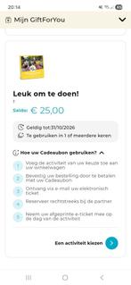 Gift for You cadeaukaart 25,-, Eén persoon, Cadeaubon, Overige typen