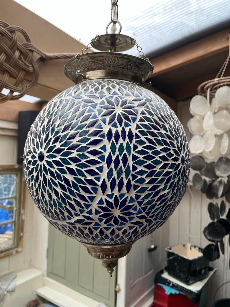 Glazen mozaïek hanglamp, Ophalen, Gebruikt, Glas, Minder dan 50 cm