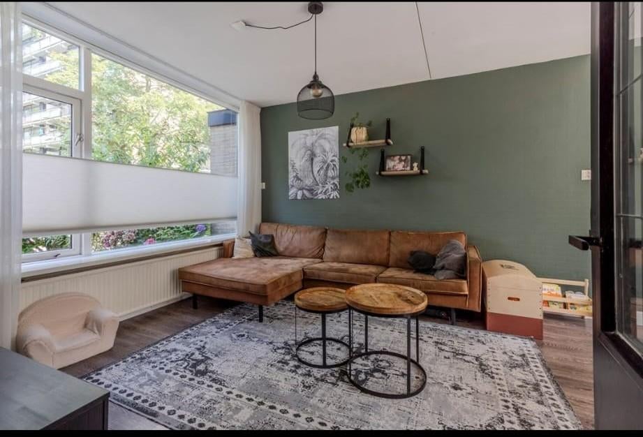 Bank (hoekbank) cognac WOOOD chaisse longue links, Gebruikt, Hoekbank, 150 cm of meer, Vierpersoons of meer