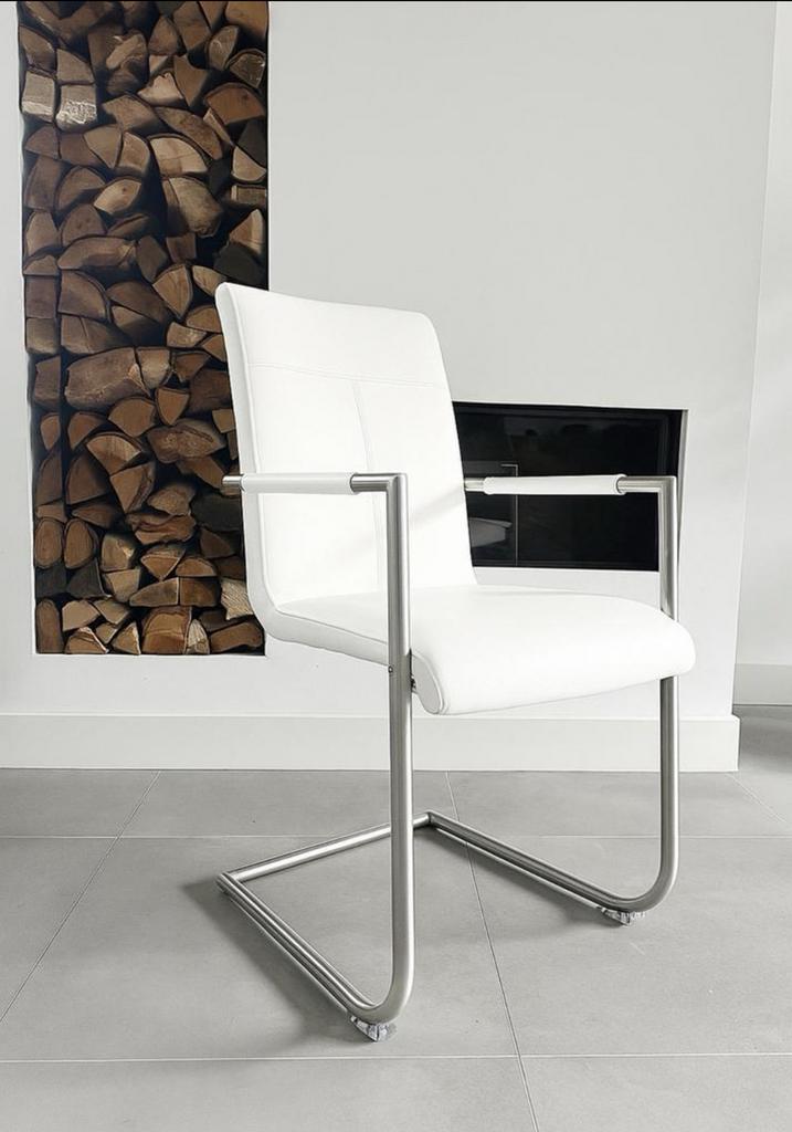 Zes wit lederen Henders & Hazel labeled design stoelen, Huis en Inrichting, Stoelen, Ophalen, Labeled collection, Wit, Niet opgegeven