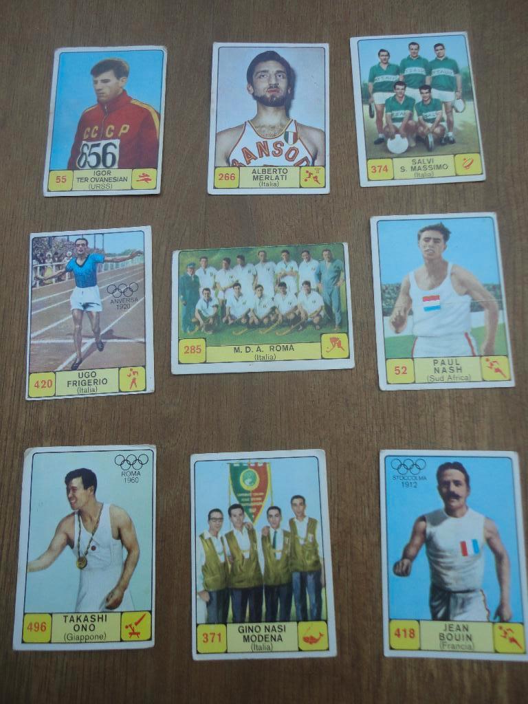 9 oude Panini plaatjes serie Campioni Dello Sport 1968 - 69, Hobby en Vrije tijd, Stickers en Plaatjes, Ophalen of Verzenden, Gebruikt