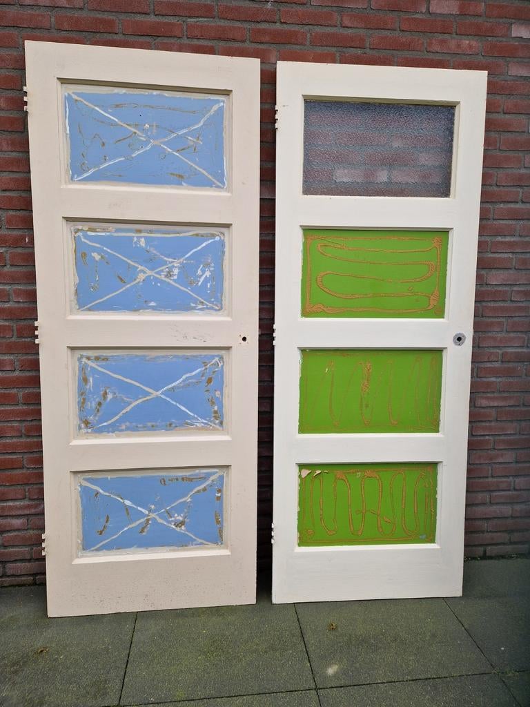 2 Oude opknap binnen deuren Linksdraaiend, Doe-het-zelf en Verbouw, Deuren en Horren, Ophalen, Gebruikt, Minder dan 80 cm, Binnendeur