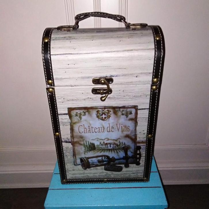 Wijnkistje Chateau du vin voor 2 flessen, Huis en Inrichting, Woonaccessoires | Kisten, Gebruikt, Minder dan 50 cm, Minder dan 50 cm