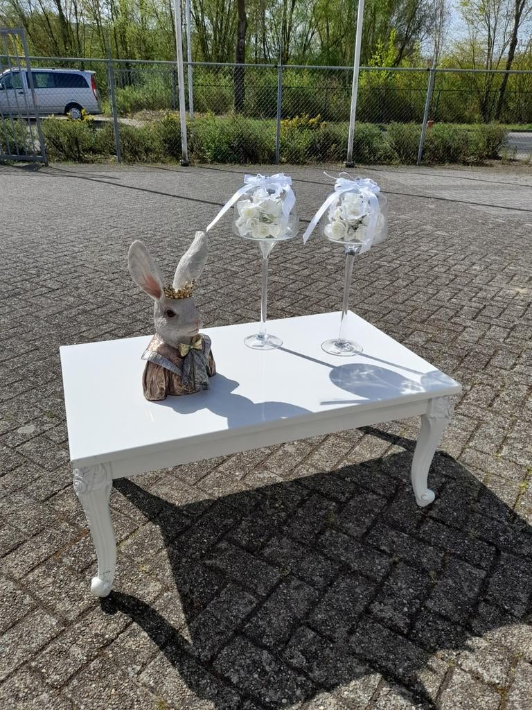 Witte salon tafel, Zo goed als nieuw, Minder dan 50 cm, Rechthoekig, 50 tot 100 cm