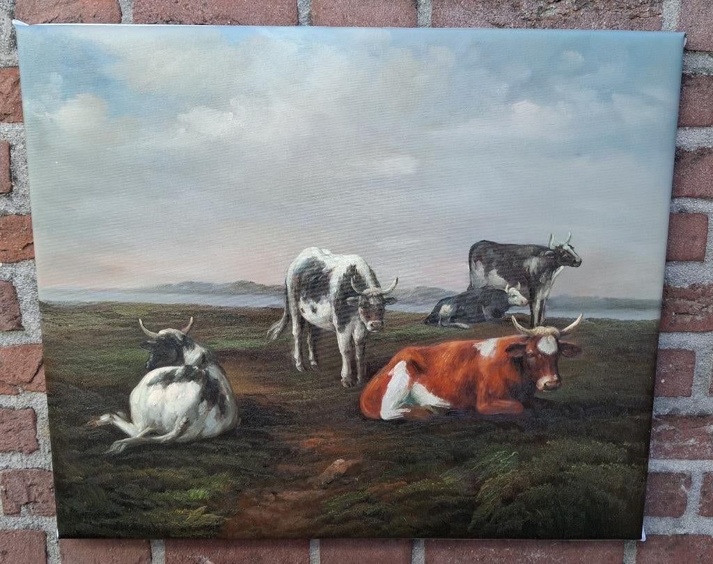landschap met koeien, Antiek en Kunst, Ophalen of Verzenden