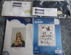 4 x borduurpakket: Mother Maria / gastendoekje Fries / Love, Hobby en Vrije tijd, Borduren en Borduurmachines, Ophalen of Verzenden