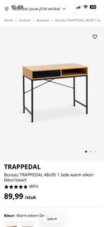 JYSK TRAPPEDAL Bureau - Warm eiken/Zwart, 95x48 cm, Ophalen, Zo goed als nieuw, Bureau
