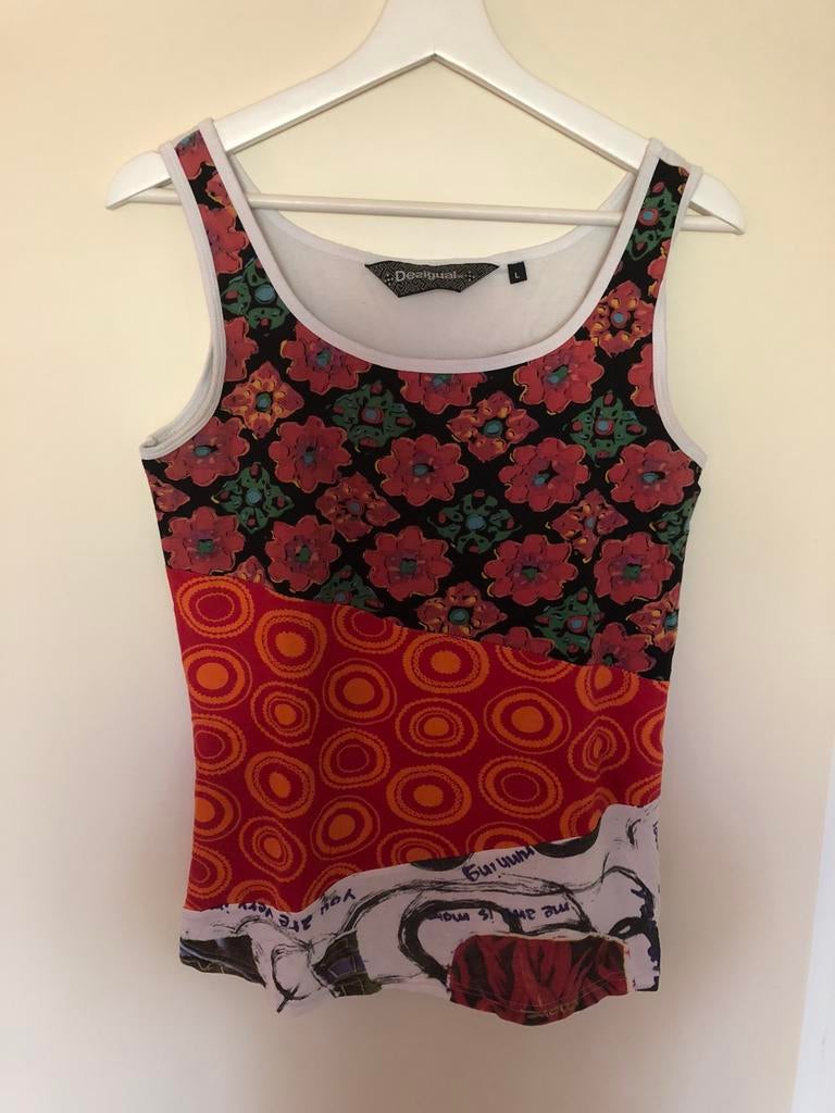 Desigual mooie mouwloze Top,maat L/M., Ophalen of Verzenden, Zo goed als nieuw, Zonder mouw
