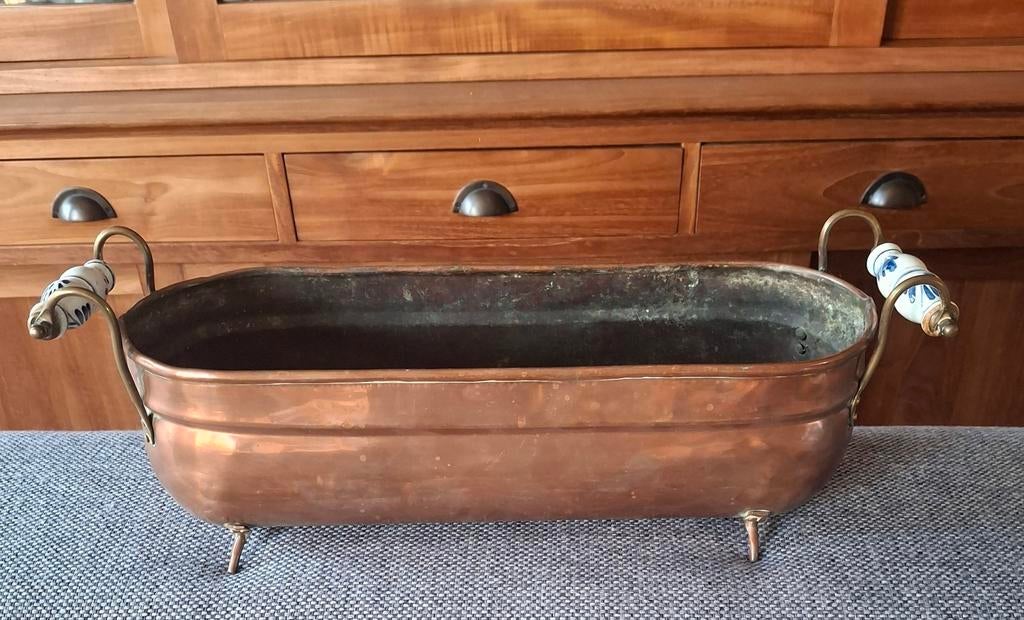 Rood koper plantenbak jardinière 43 cm, Ophalen of Verzenden, Koper