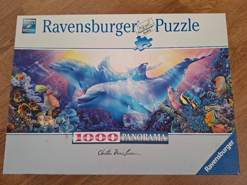 Ravensburger Puzzel - Dolfijnen Panorama 1000 stukjes, Ophalen of Verzenden, 500 t/m 1500 stukjes, Gebruikt, Legpuzzel