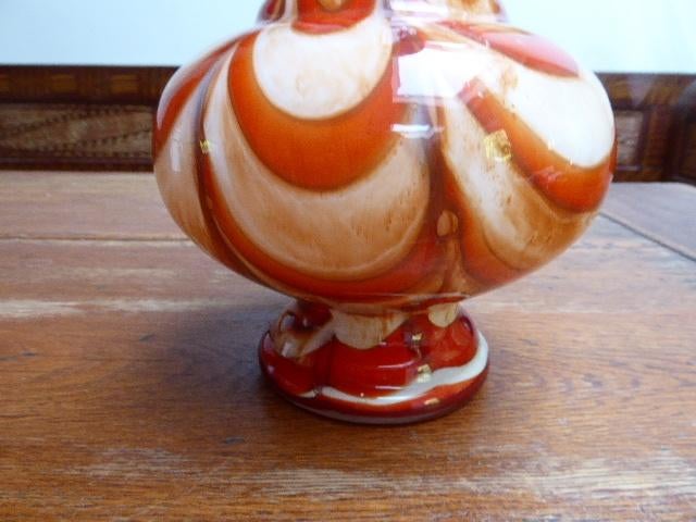 Vintage opaline vaas met handgreep, 29 cm. Italie, Ophalen of Verzenden