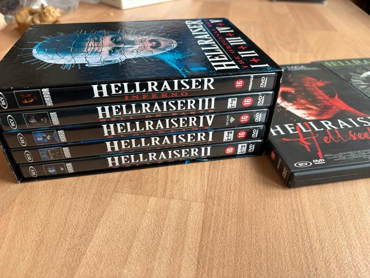Hellraiser DVD Boxset I-V + Hellseeker - Horror Collectie, Cd's en Dvd's, Dvd's | Horror, Zo goed als nieuw, Slasher, Boxset, Vanaf 16 jaar