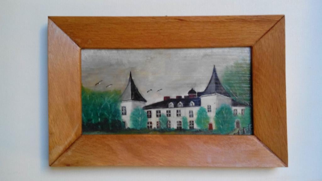 Olieverf schilderij op paneel "Iers kasteel" ca 25x15, Ophalen of Verzenden