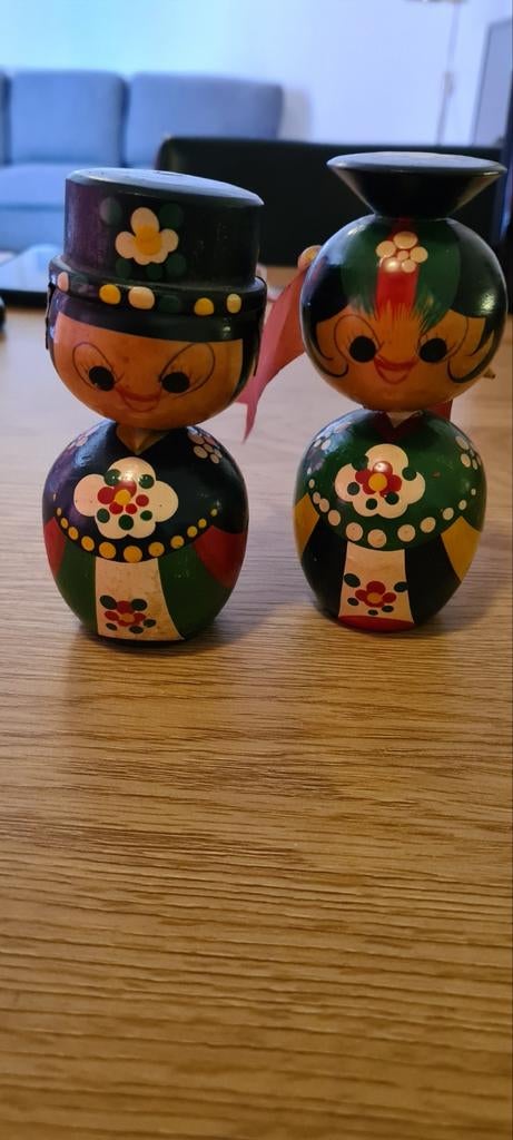 Japanse Kokeshi poppen - Vintage houten poppen, Ophalen of Verzenden, Gebruikt