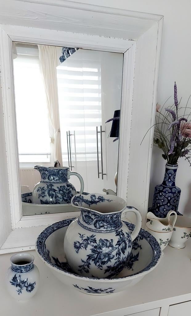 Prachtige antieke Engelse lampetset van Doulton decor Peony, Antiek en Kunst, Ophalen of Verzenden